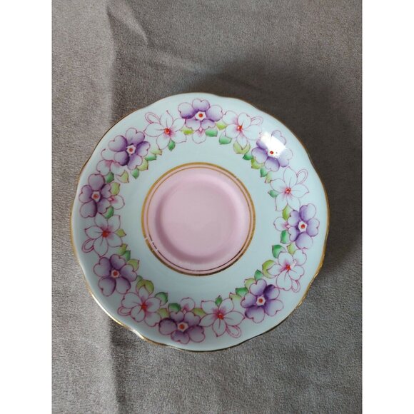 Gladstone Bone China Cup & Saucer Primrose 5863 Pink Purple Floral Gold Trim - Picture 3 of 10